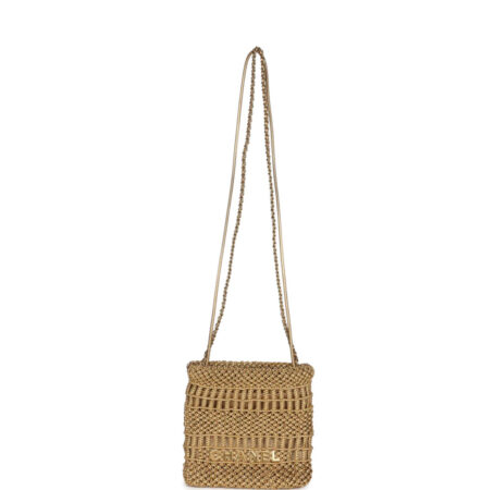 Chanel Mini 22 Bag Metallic Gold Macrame Calfskin Gold Hardware - Image 7